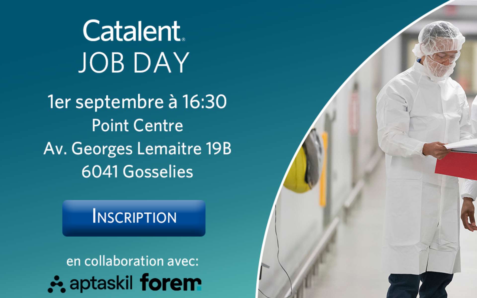CATALENT Job day 1er septembre à Gosselies